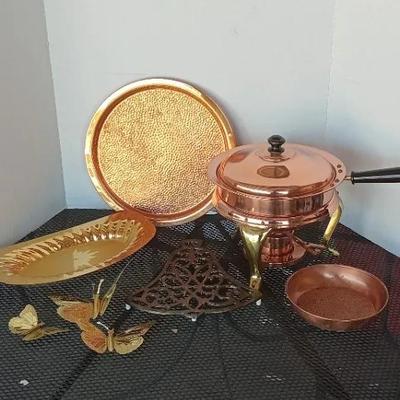 Copper Tray And Chafing Dish