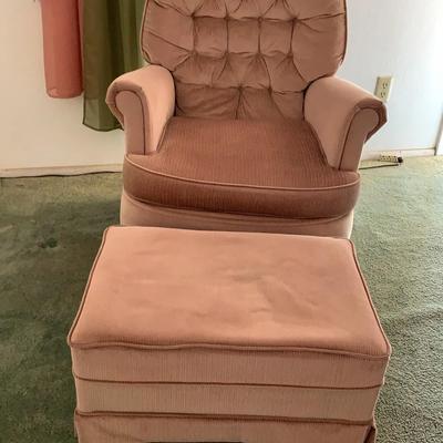 Pink Chair With Ottoman