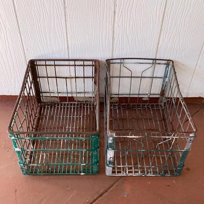 Lot Of 2 Vintage Metal Milk Crates 