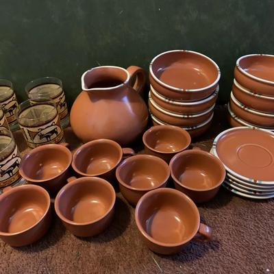 Southwestern Themed Dishes And Glasses Set