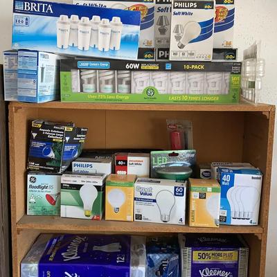 Lot Of Light Bulbs Water Filters And Kleenex Shelf Not Included 