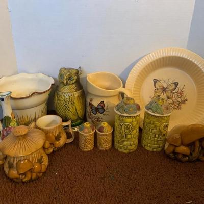 Decorated Ceramic Pitchers, Salt And Pepper Shakers, And Misc Decor
