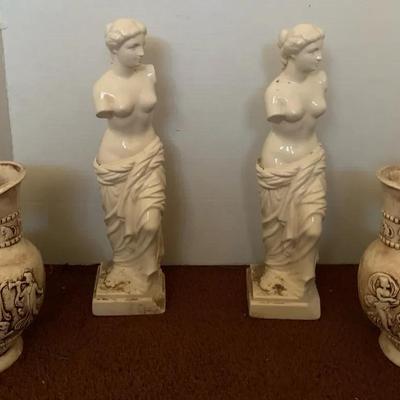 Greek Themed Pitchers And Statues Of Women