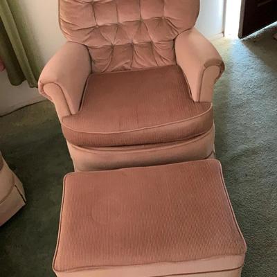 Dusty Pink Chair And Ottoman