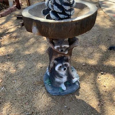 Raccoon Themed Bird Bath