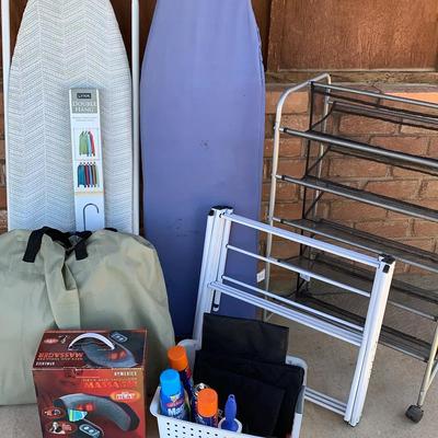 Lot Of Clothing Care Ironing Boards , Shoe Rack , Drying Rack 