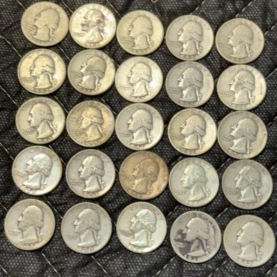25 Silver Quarters Circulated 4