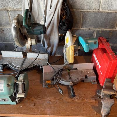 Tools, Vice, Makita Saw, Black & Decker Saw, Bench Grinder