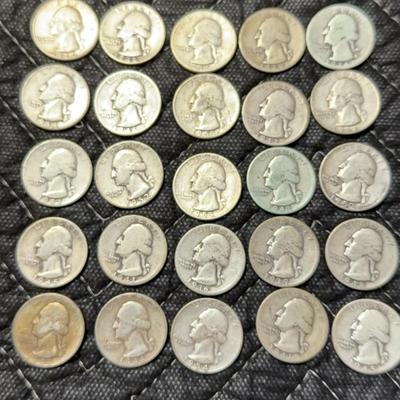 25 Silver Quarters Circulated 5