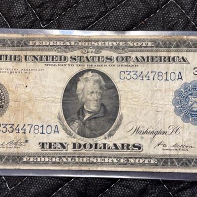 1914 Ten Dollar Bill Philadelphia 3-C
