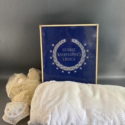 Sale Photo Thumbnail #144: Lot 160 – George Washington’s Choice Bedspread & Vtg Veil