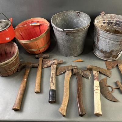 Sale Photo Thumbnail #46: Lot 62 – Rustic Hatchets, Hammers & More