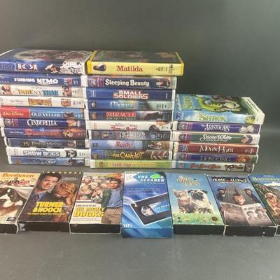 Sale Photo Thumbnail #45: Lot 61 – VHS Tapes & Cleaner: Beethoven, Matilda, & More