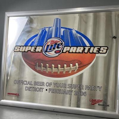 Sale Photo Thumbnail #126: Lot 142 – Miller Light Super Bowl Mirror Sign