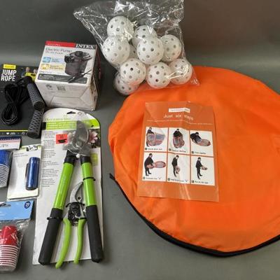 Sale Photo Thumbnail #54: Lot 70 – Pop-Up Tent, Pruning Shears, Pump & More