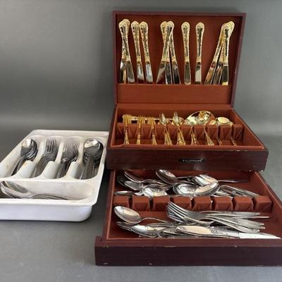 Sale Photo Thumbnail #25: Lot 41 – Gold Tone Ornate Flatware & Westbond Silverware