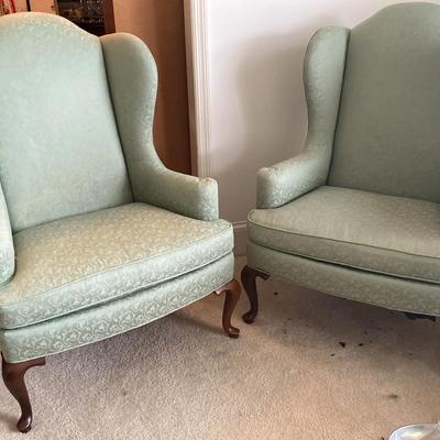 Pair of Upholstered Wingback Chairs