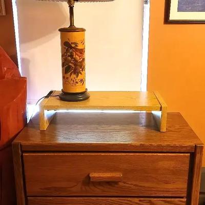 Wooden Chest of Drawers with Working Table Lamp