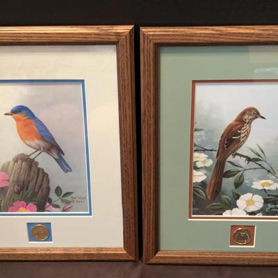 State Bird & Flower Quarter Series – New York Bluebird & Georgia Thrasher Prints