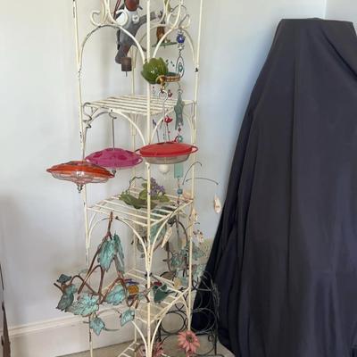 Metal Shelf With Decor And Wine Racks 