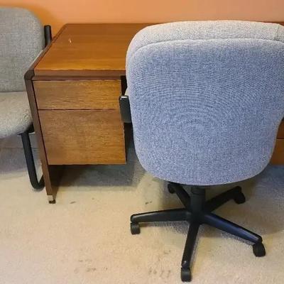 Wooden Desk with Two Task Chairs