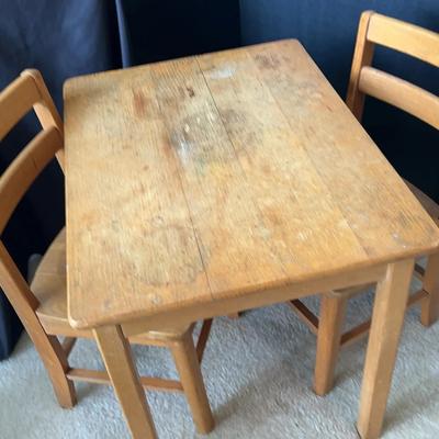 Solid Wood Children’s Table with Two Chairs
