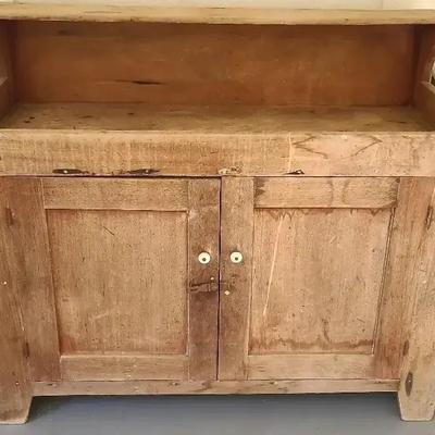 Rustic Wooden Dry Sink with Enamel Knobs