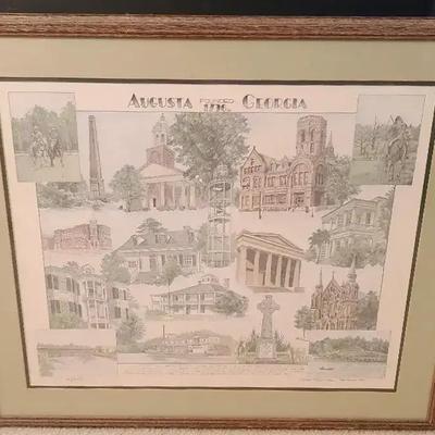 Augusta, Georgia Landmark Signed and Numbered (31/300) Framed Print