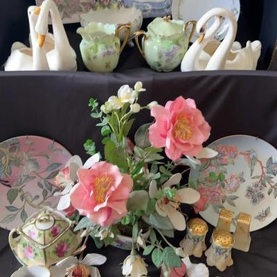 Fine China & Porcelain Collection with Floral & Swan Accents
