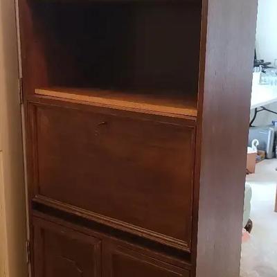 Tall Cabinet with Storage and Drop-Front Desk