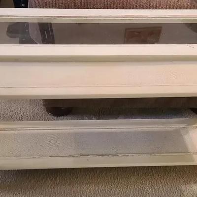 White Wooden Console Table with Glass Top