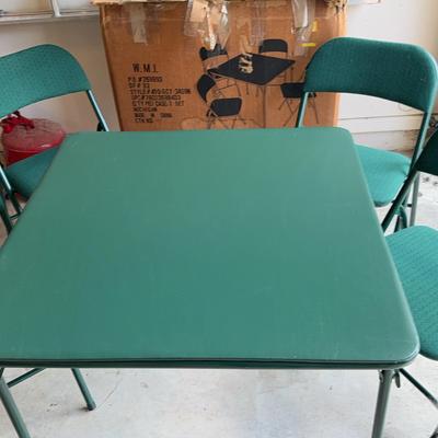 Green Card Table And 4 Chairs 