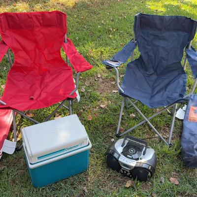 Folding Chairs & Cooler & Radio