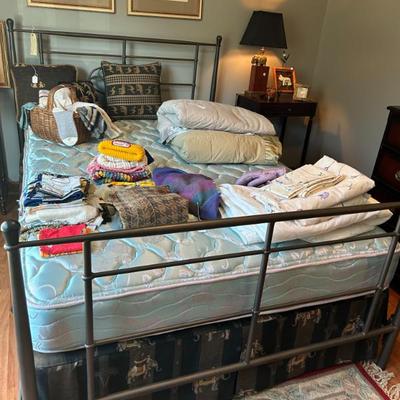 Sale Photo Thumbnail #478: Full size metal headboard and footboard. includes mattress and boxspring. 