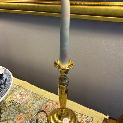 Sale Photo Thumbnail #178: Pair of brass candlesticks. 