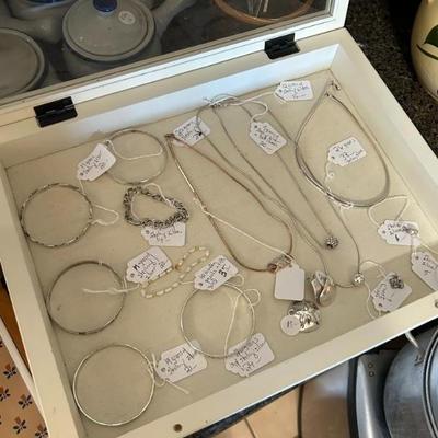 Sale Photo Thumbnail #280: All sterling silver with one pearl and 14k gold bracelet. 
