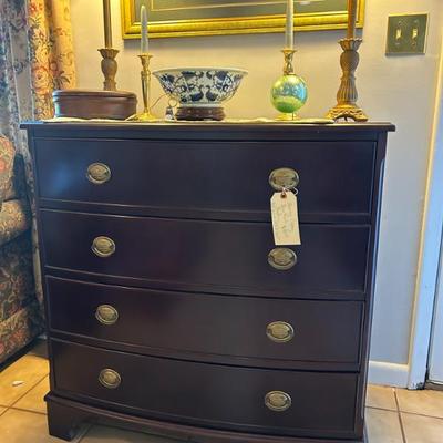 Sale Photo Thumbnail #164: Vintage Bombay Co. bow front chest. 