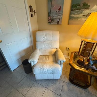 Sale Photo Thumbnail #47: 2 White Leather Recliners