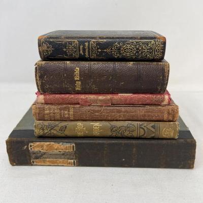 Antique 1800s Mixed Genre of Books – Bibles, Plays, Poetry & Mystery