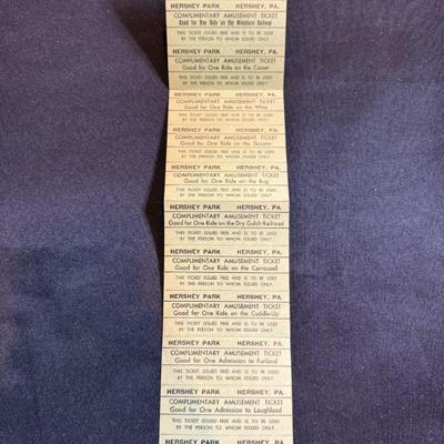 12 Vintage 1960's Hershey Park Amusment Park Uncut Tickets