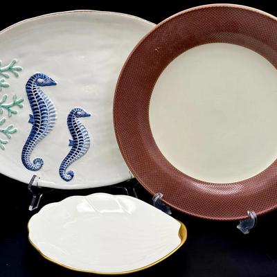 (3) Seashore Serving Items Feat. Stoneware