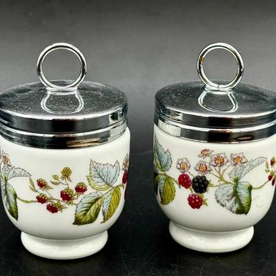 (2) Royal Worcester Lavinia King Size Egg Coddler & Lid 