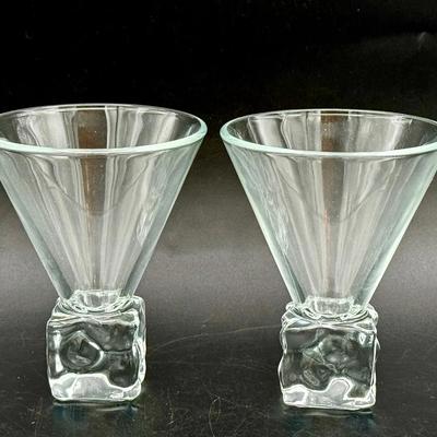 (2) DiSaronno Melting Ice Cube Base Martini Cocktail Glass