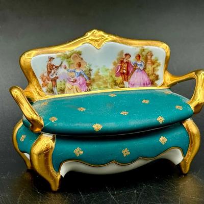 Limoges Porcelain Sofa Trinket Box