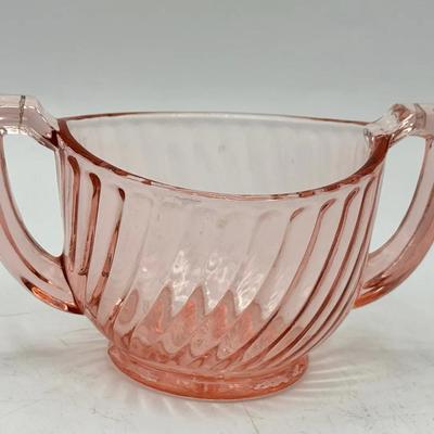 Imperial Glass Twisted Optic Depression Sugar Bowl