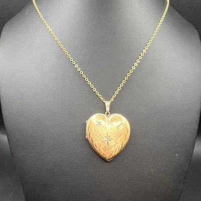 14K Gold Heart Locket Pendant
