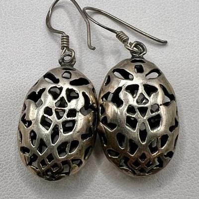Sterling Silver Filigree Dangle Earrings — Jewelry Stamped 925
