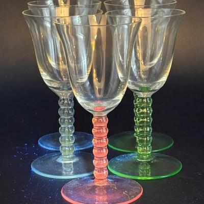 (5) Balled Stem Sherry Glasses