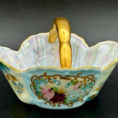 Vintage Iridescent Glass Basket