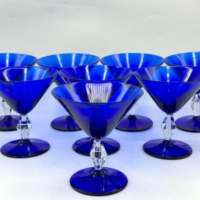 (8) Cobalt Cocktail Glasses-UV Reactive
